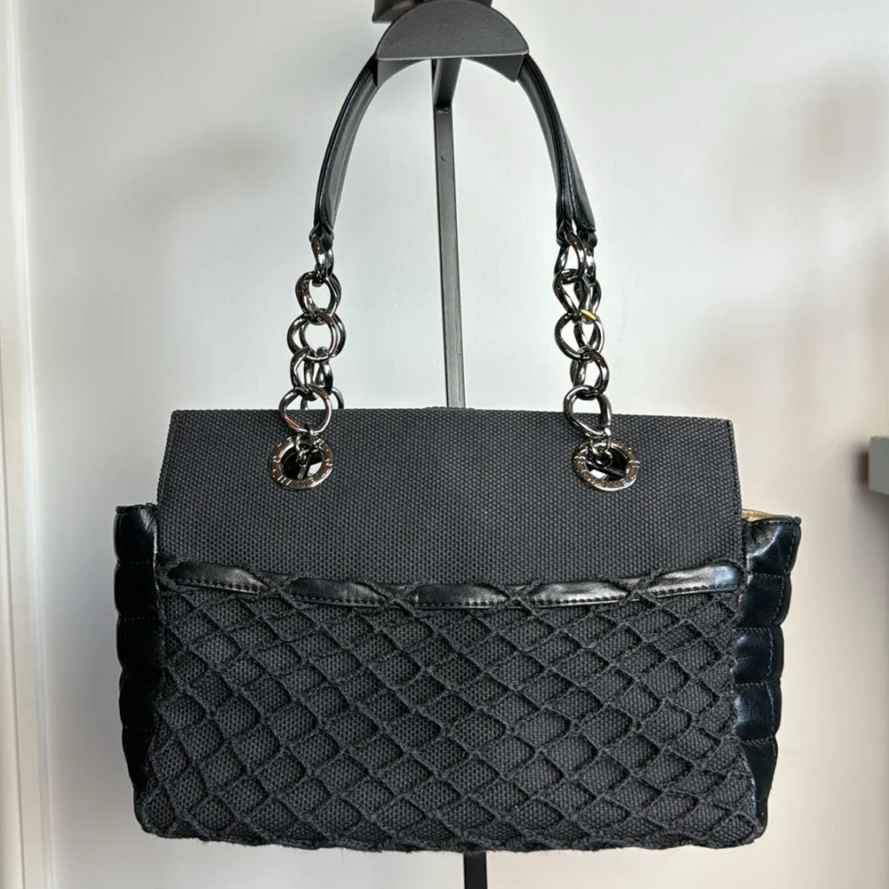 🔥Authentic Chanel lambskin chocolate bar, canvas small tote bag